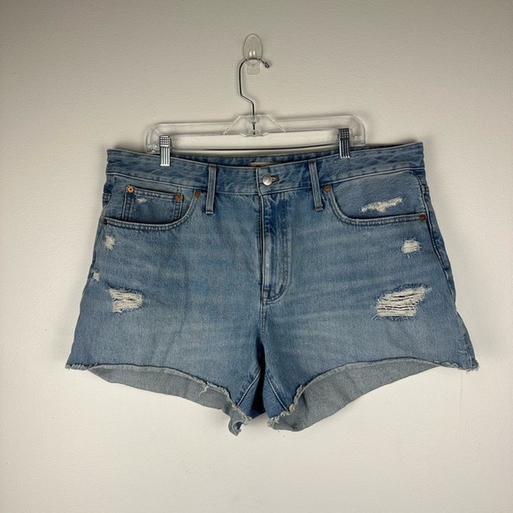 Madewell Plus Relaxed High Rise Raw Hem Denim Shorts Women’s Sz 16 - Picture 9 of 10